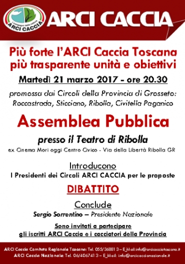 Arcicaccia: Assemblea pubblica a Grosseto